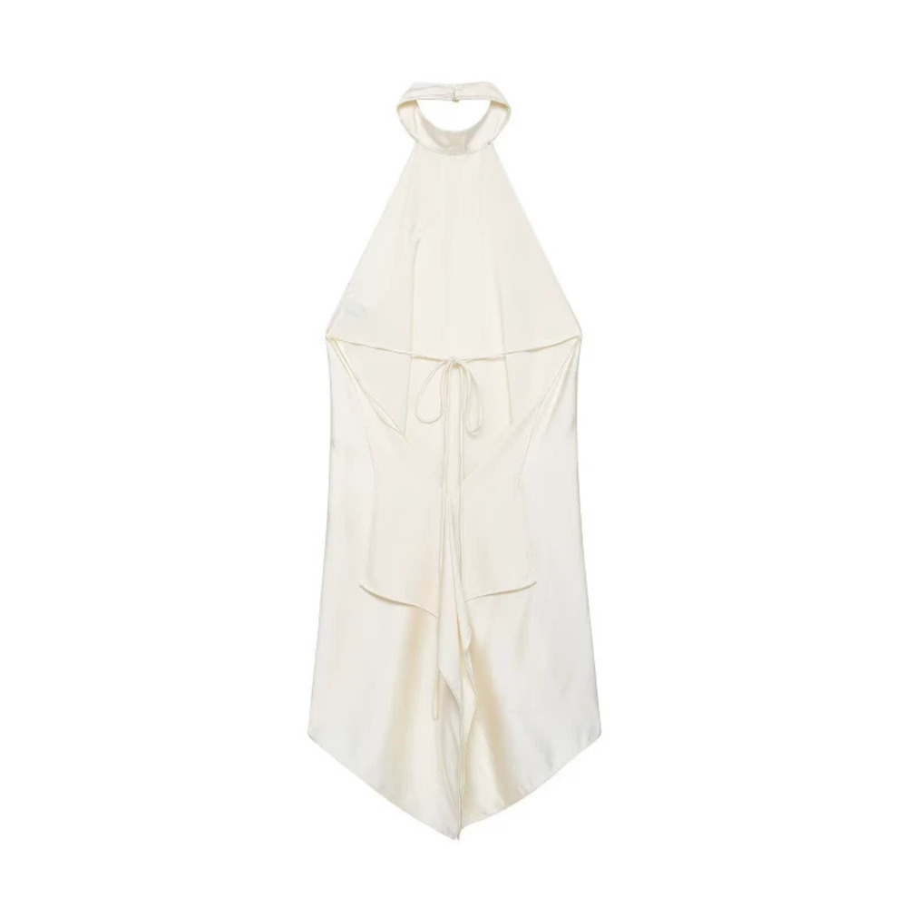 ZARA Halter Neck Solid Color Sleeveless Versatile Casual Dress